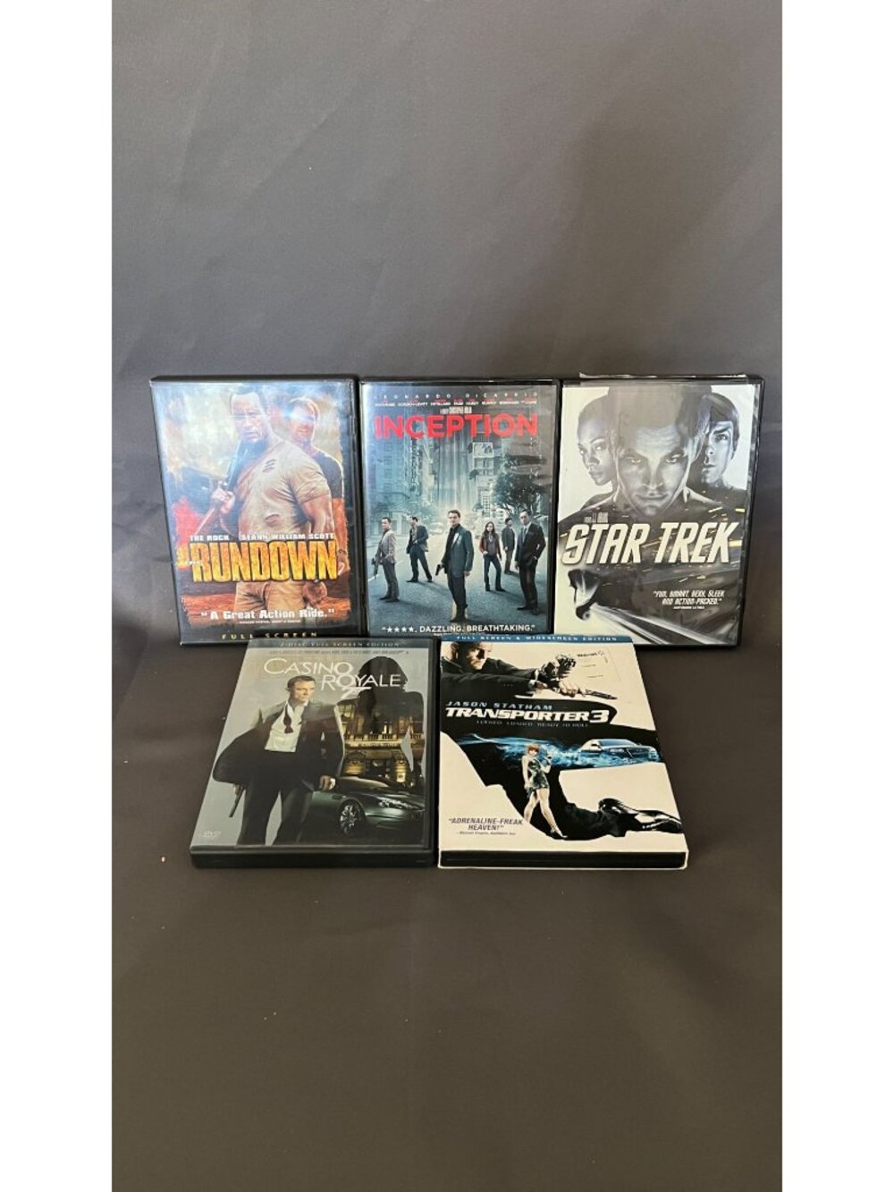 5 Action-Packed DVDs: The Rundown Inception Star Trek Casino Royale & Transporte